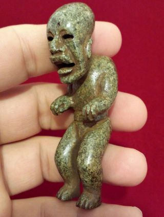 Green Stone Olmec Figurine Pendant Statue Antique Pre Columbian Artifact photo
