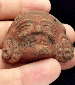 Aztec Clay Terracotta Deity Huehueteotl God Of Fire Pendant Precolumbian Pottery photo