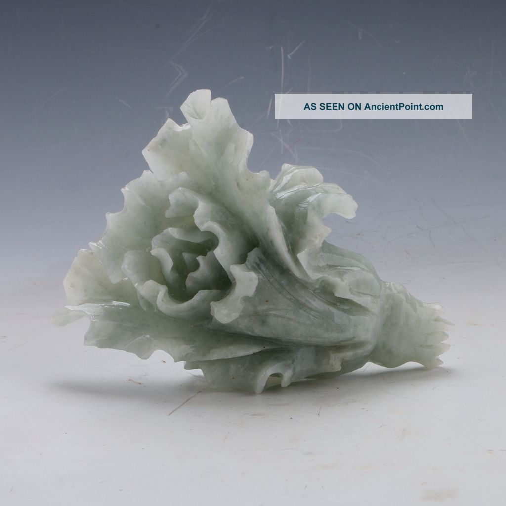 Chinese Natural Dushan Jade Hand - Carved Cabbage Statue Other Antique Chinese Statues photo