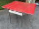 Vintage White & Red Kitchen Table W/leaves 1900-1950 photo 3