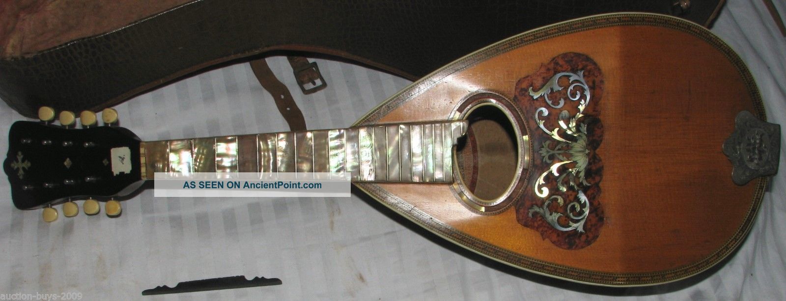 1909 Washburn Style 250 Bowlback Abalone Shell W/case Serial 205060 String photo