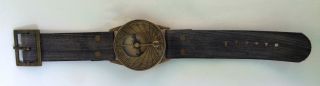 Vintage Antique Nautical Wrist Watch Sundial Compass With Black Strap photo