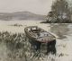 Antique Carlton Chapman Impressionist Barge Boat Bay Watercolor Painting,  Nr Other Maritime Antiques photo 2