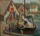 Antique Early 20thc Schmertz Boat Harbor Oil Painting,  Rockport School Other Maritime Antiques photo 2