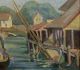 Antique Early 20thc Schmertz Boat Harbor Oil Painting,  Rockport School Other Maritime Antiques photo 3
