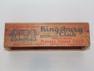 Antique Vintage Wooden Cheese Box Kingsbury Club American Cheese,  Green Bay photo