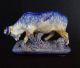 Antique Sarreguemines French Faience Majolica Blue Ram Sheep - Lovely Glaze Skips Figurines photo 2