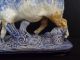 Antique Sarreguemines French Faience Majolica Blue Ram Sheep - Lovely Glaze Skips Figurines photo 5
