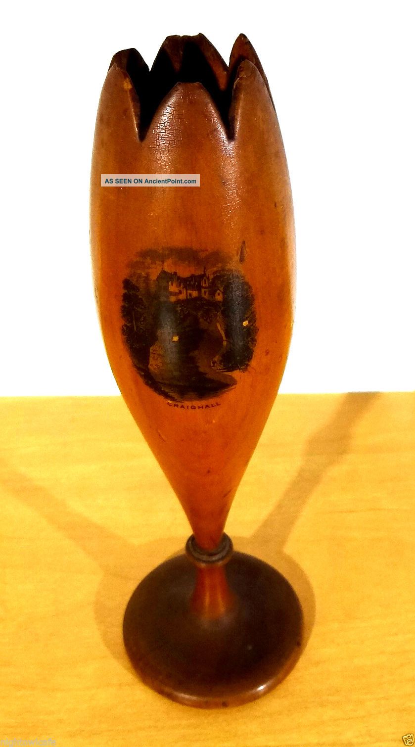 Antique Mauchline Ware Craighall Scotland Little Fortune Teller Dial Tulip Vase Other Antique Woodenware photo