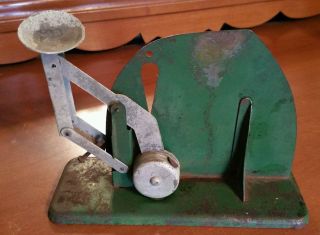 Cool Little Vintage Green Steel Jiffy Way Egg Size & Weight Farm Scale photo