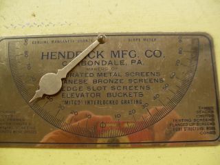 Antique Hendrick Mfg Carbondale Pa Brass Slope Meter Plate Plaque - Steampunk photo