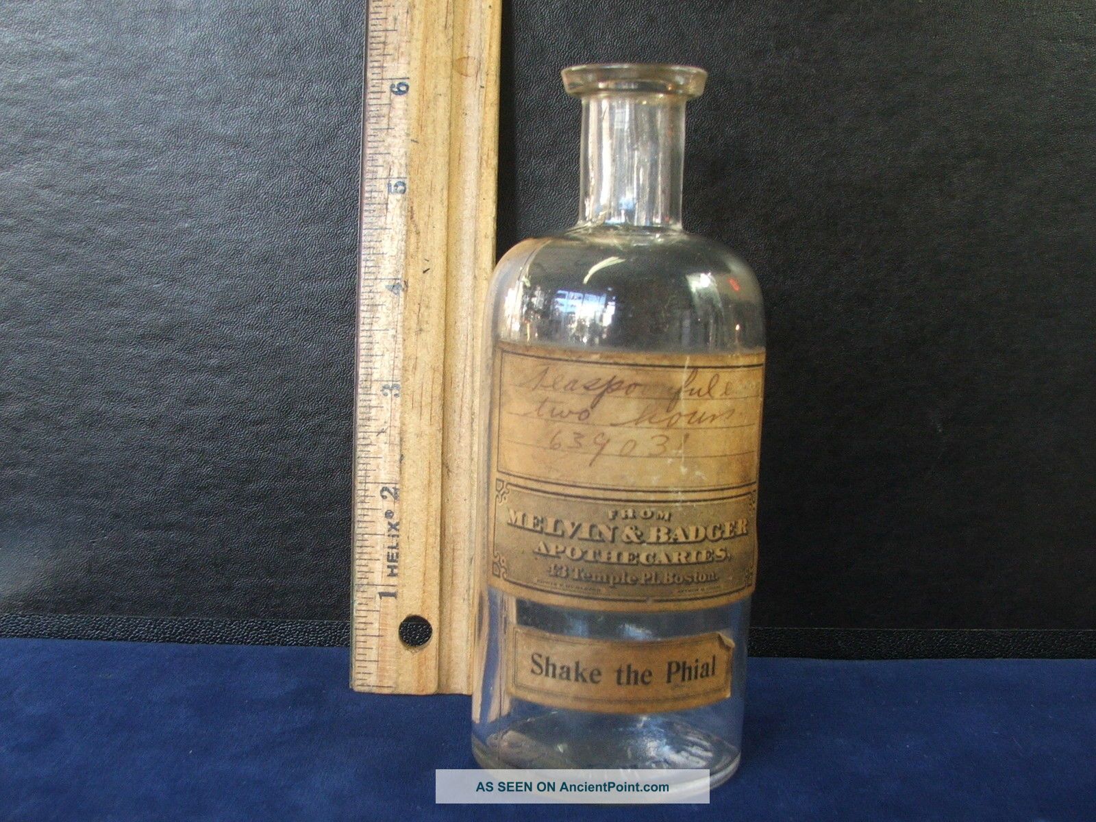 Antique Labeled & Embossed Medicine Bottle Melvin & Badger Boston Ma Apothecary Bottles & Jars photo