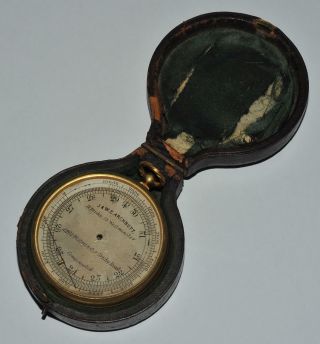 A 19th C.  Cased Pocket Barometer Altimeter By J & W E Archbutt - Compensated photo