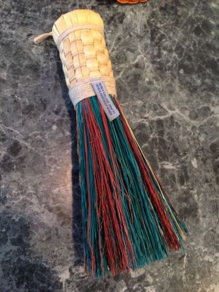 Vintage Berea College Primitive Hearth Broom Duster Handmade - Straw Bristles photo