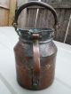 Antique Hand Hammered Copper Water Pot & Forged Wrought Iron Handle & Patina Hearth Ware photo 1