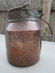 Antique Hand Hammered Copper Water Pot & Forged Wrought Iron Handle & Patina Hearth Ware photo 5