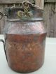 Antique Hand Hammered Copper Water Pot & Forged Wrought Iron Handle & Patina Hearth Ware photo 8