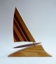 Vintage Mid Century Modern Handcrafted Wood Sailboat Sculpture Mid-Century Modernism photo 1