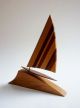 Vintage Mid Century Modern Handcrafted Wood Sailboat Sculpture Mid-Century Modernism photo 3