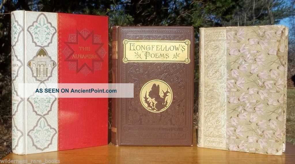Fine Victorian Bindings Washington Irving Tennyson Lorna Doone Longfellow 5 Vols Victorian photo