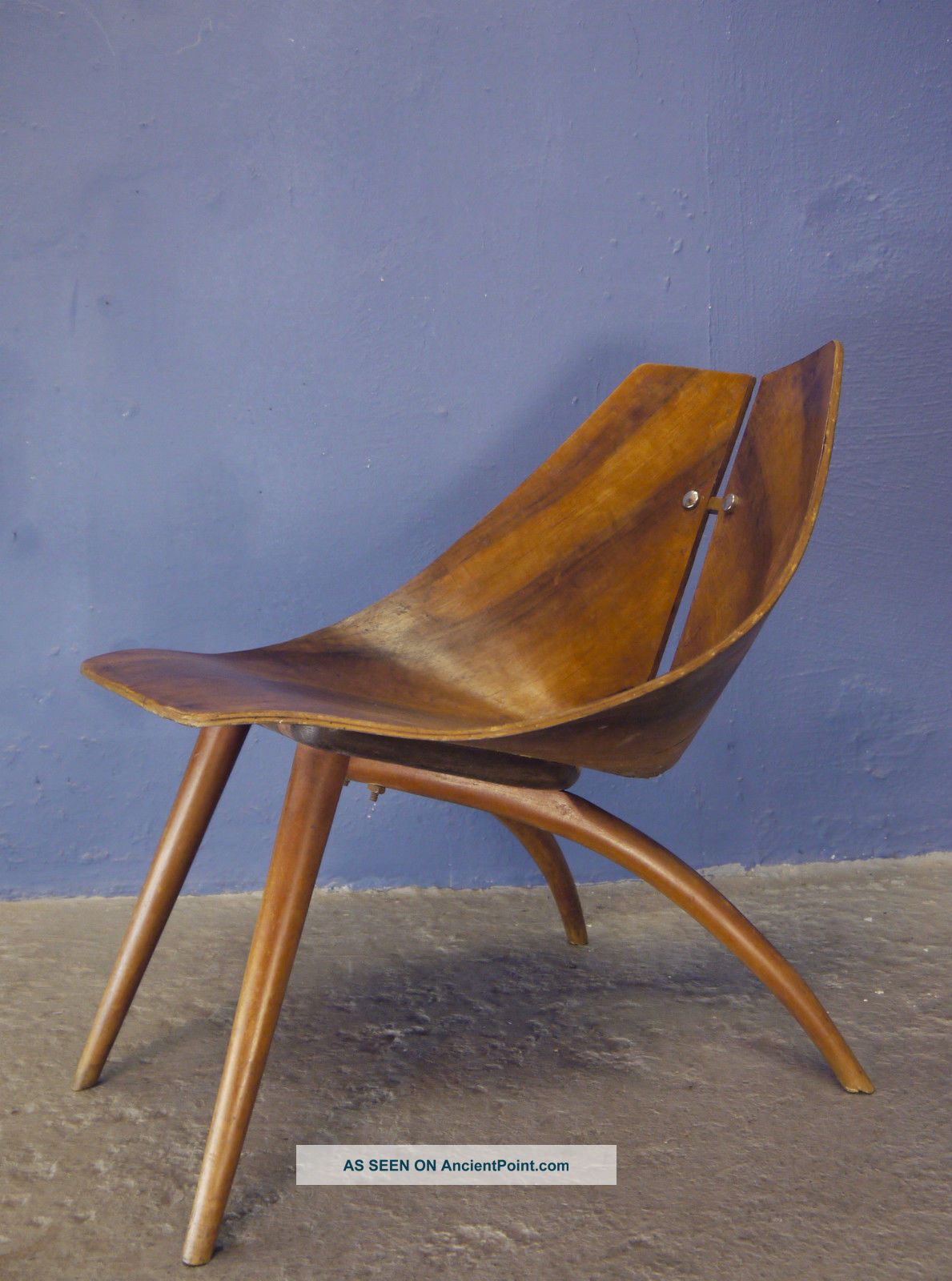Very Rare Vintage 40s 50s Mid Century Modern American Plywood Chair Ray Komai 1900-1950 photo