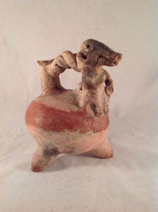 Pre - Columbian Clay Figural Reptile Pitcher,  Vessel Artifact photo