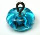 Antique Glass Charmstring Button Aqua Blue Flower Mold Design Buttons photo 2