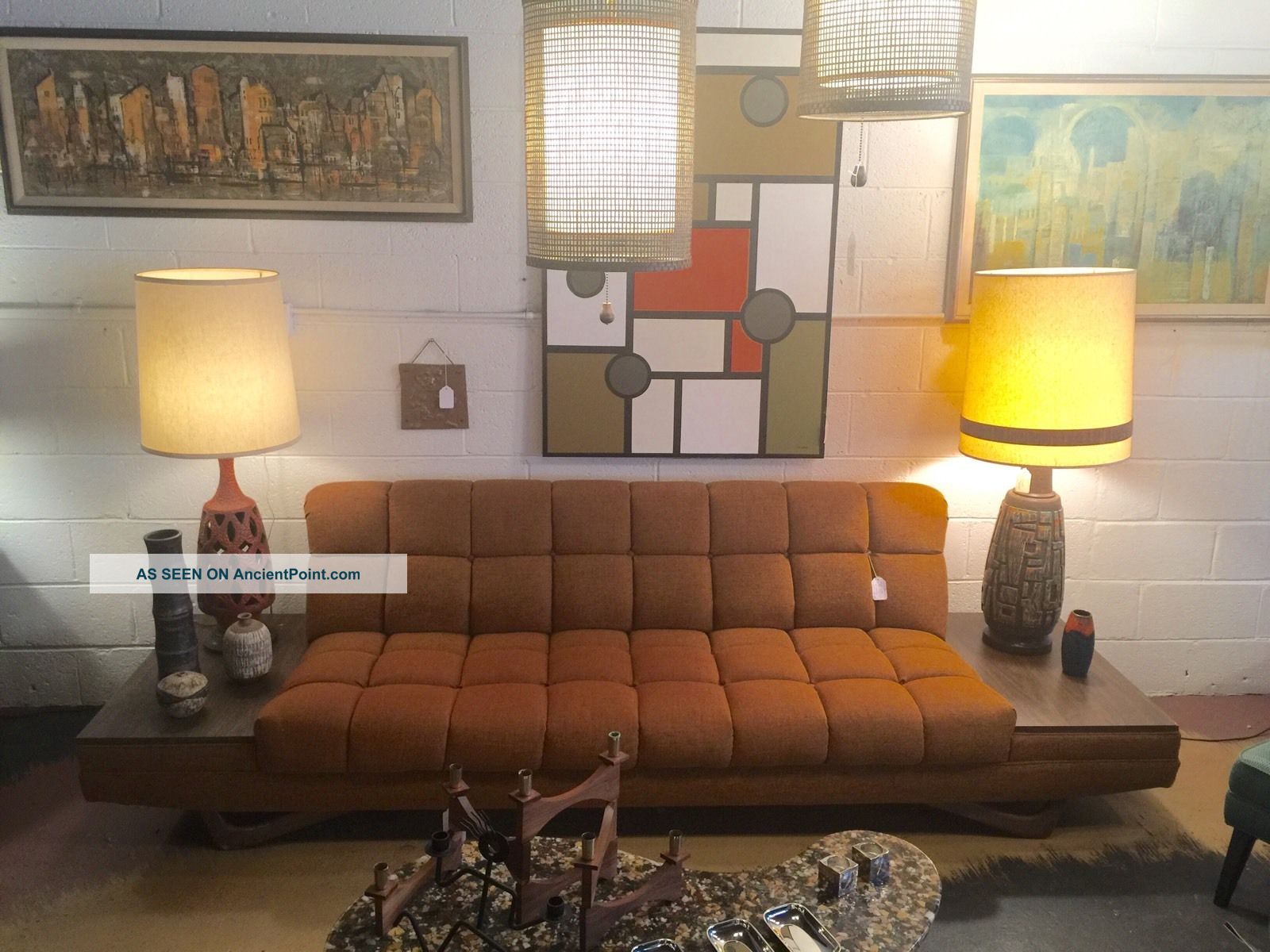 Adrian Pearsall Inspired Sofa With Built In End Tables