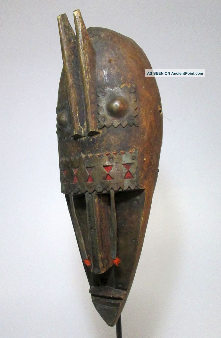Old Bamana Marka African Mask With Metalwork,  African Tribal Art Masks photo