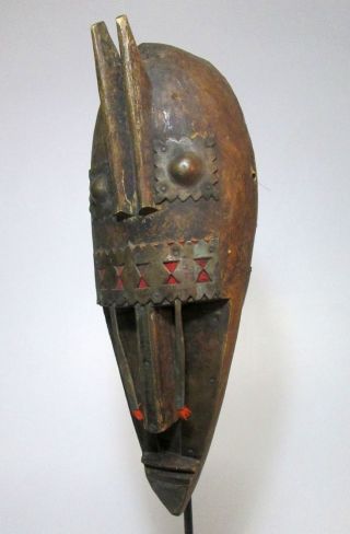Old Bamana Marka African Mask With Metalwork,  African Tribal Art photo