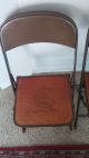 Vintage 1940 ' S Industrial Clarin Wood Metal Steel Folding Chair Chicago Ill Post-1950 photo 2