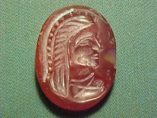 Sassanian Intaglio Of Carnelian (bust) 224 - 642 Ad photo