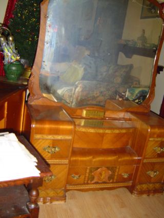Art Deco Vanity/dresser,  Large Mirror,  Matching Chair, photo