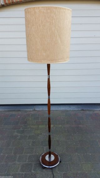 Mid Century Rare Floor Lamp Wenge Wood Chrome 1940 Italian Stilnovo Borsani ? photo
