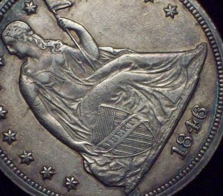 1846 Seated Liberty Silver Dollar Au Detailing Authentic Rare Us Coin photo