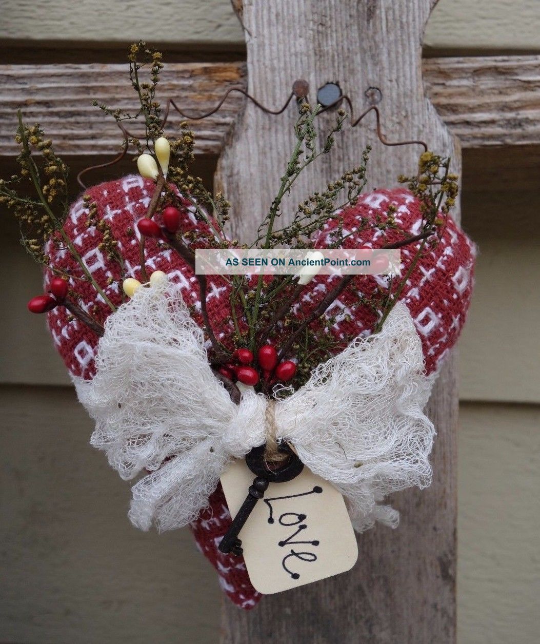 Valentine Heart - Primitive Heart Pillows - Bowl Filler - Country Ornament Primitives photo