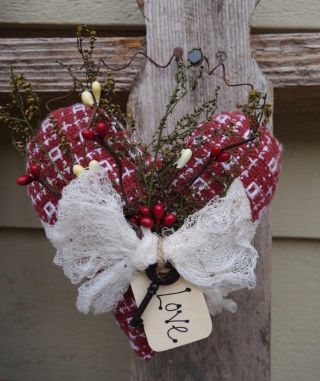Valentine Heart - Primitive Heart Pillows - Bowl Filler - Country Ornament photo
