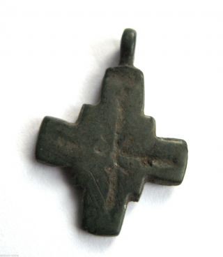 Circa.  1100 A.  D English Early Medieval Period Ae Bronze Crusader Cross Pendant photo