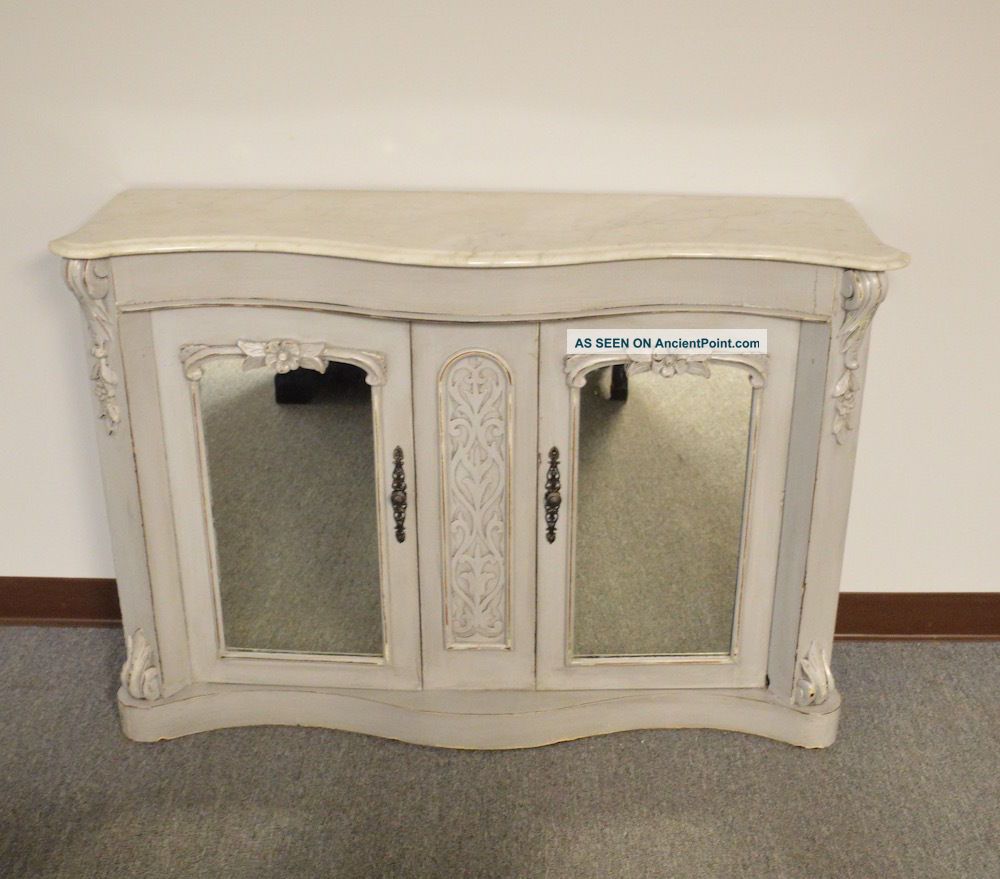 Antique Victorian Style Marble Top Accent Cabinet 1800-1899 photo