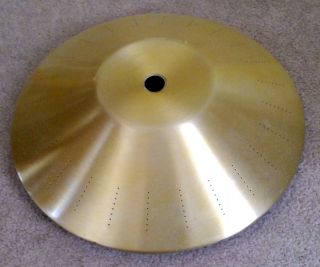 Atomic Flying Saucer Gold Aluminum Ceiling Light Fixture Shade Mid Century photo