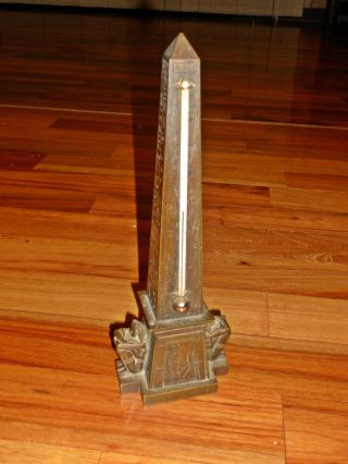 Orig.  Egyptian Cast Bronze Grand Tour Obelisk Thermometer Victorian? Art Deco photo