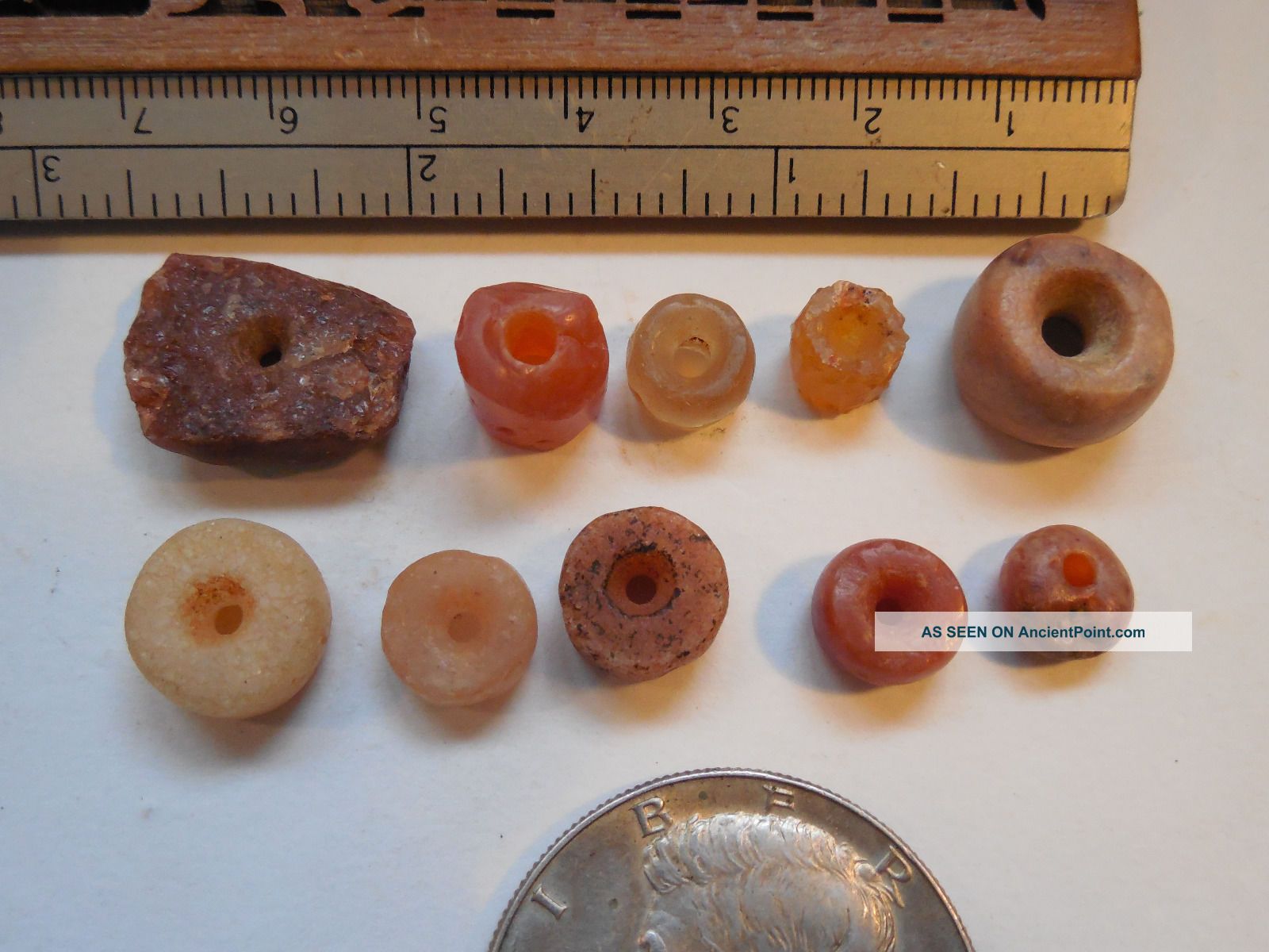 Inca Stone Beads Carnellian Pre - Columbian Archaic Ancient Artifacts Chimu Mayan The Americas photo