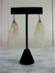 Vintage Carved Mother Of Pearl Sterling Silver Dangle Earrings Boho Mop Mid-Century Modernism photo 1