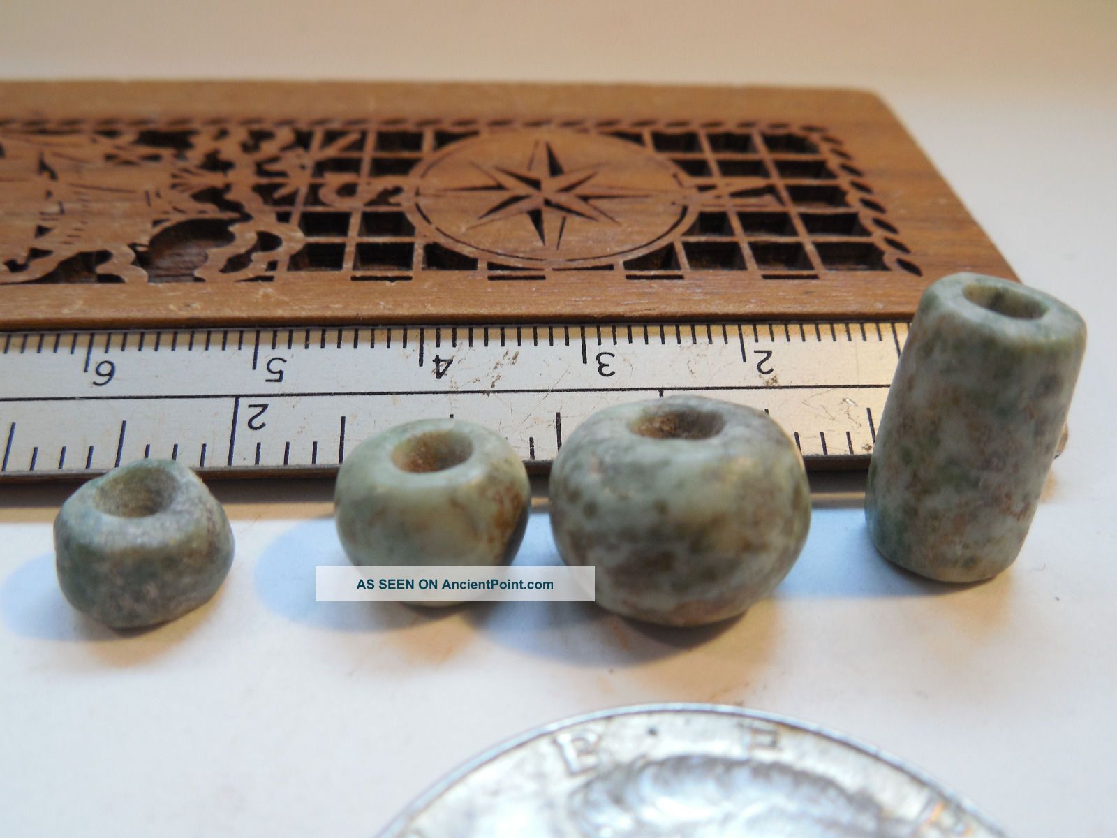 4 Mayan Jade Beads Pre - Columbian Archaic Ancient Artifacts Olmec Zapotec Toltec The Americas photo