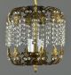 Brass & Swarovski Crystal Chandelier C1950 Vintage Antique Restored Ceiling Chandeliers, Fixtures, Sconces photo 1