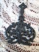 Vtg Antique Cast Iron Trivets Hearth Brooms & Scrolled Pattern Marked 