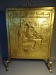 20th Century Brass Fire Place Screen W/relief Pattern Of Medieval Tavern Scene Hearth Ware photo 2