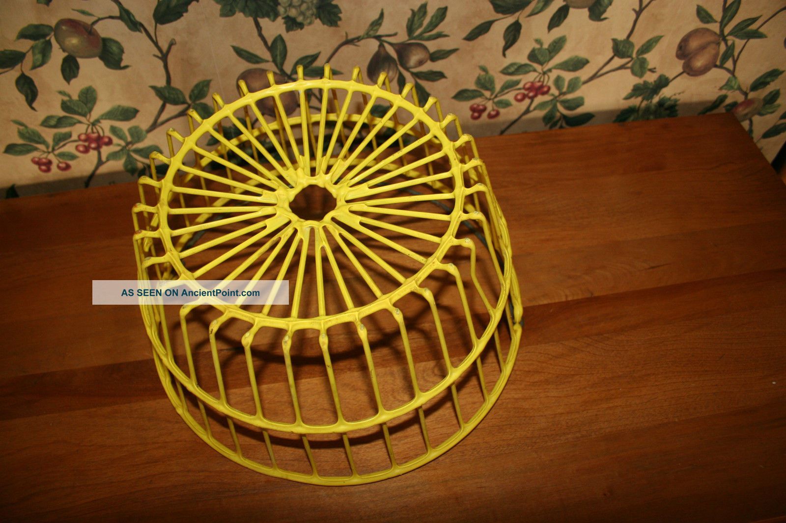 Vintage Egg Basket Coated Metal With Handle Yellow