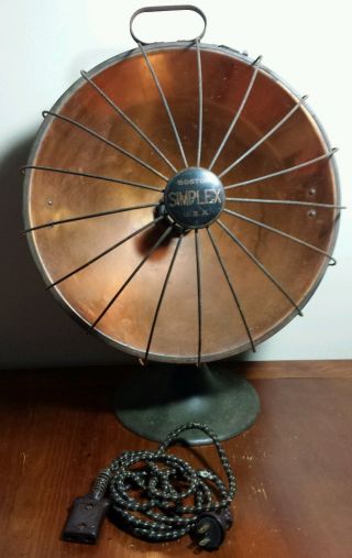 Vtg Simplex Boston Copper Heater Heat Dish Dome Cast Iron Base Rare Find photo