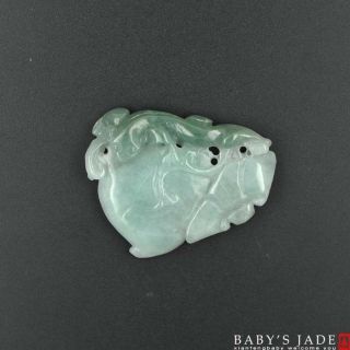 100 Natural Grade A Jade Jadeite Dragon Pixiu Pendant Necklace (fk - 063) photo